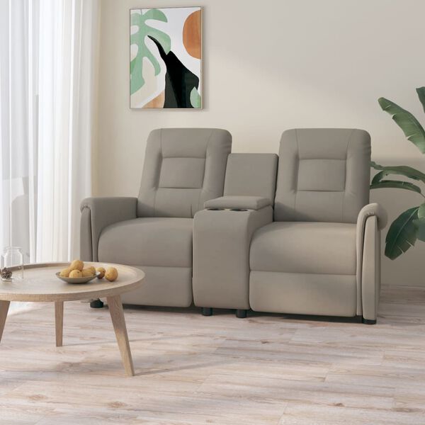 vidaXL Divano Massaggio a 2 Posti con Portabicchieri Grigio Chiaro