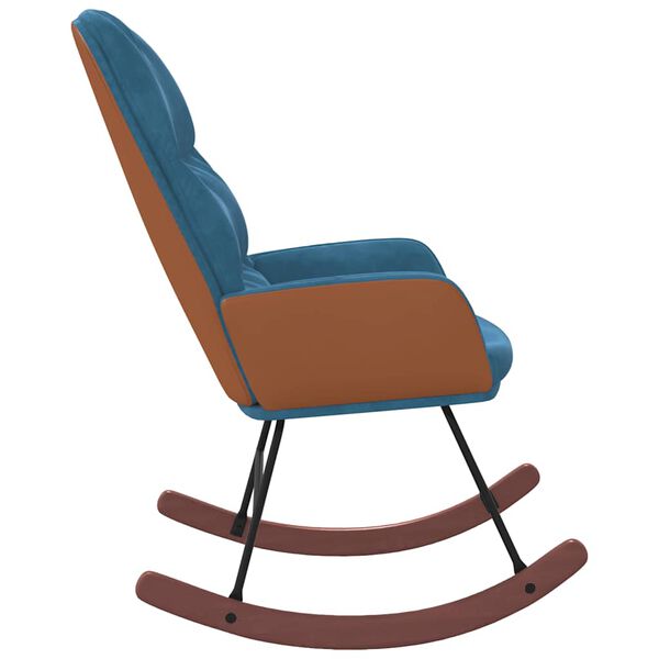 vidaXL Sedia a Dondolo Blu in Velluto