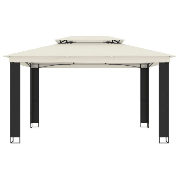 vidaXL Gazebo con Tetto Doppio Crema 3,94x2,96 m in Acciaio