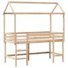 vidaXL Letto Soppalco con Scala e Tetto 90x190 cm Legno Massello Pino