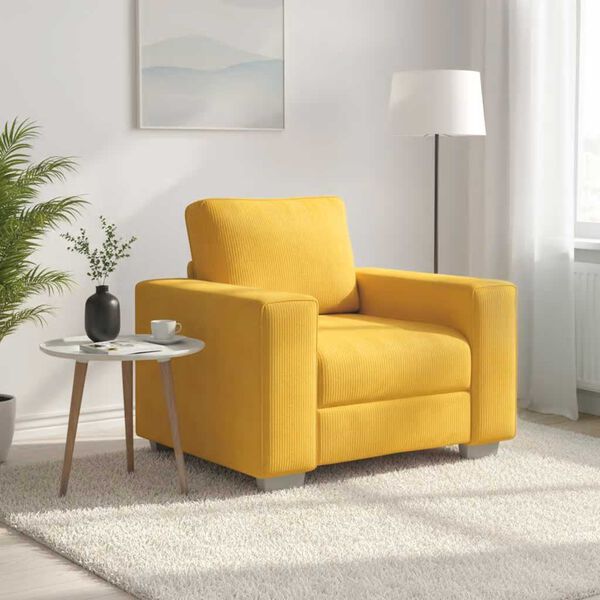vidaXL Divano Sedia Giallo Chiaro 100x77x82 cm in Tessuto di Velluto a Coste