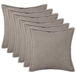 vidaXL Federa 6 pcs HOUTEN Grigio Chiaro 30 x 30 cm Boucl&eacute;