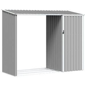 vidaXL Capanno per Legna Grigio 245x98x159 cm in Acciaio Zincato