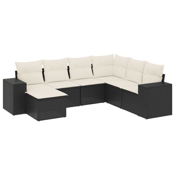 vidaXL Set Divani da Giardino con Cuscini 7pz Nero Polyrattan