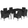 vidaXL Set da Pranzo da Giardino 7 pz Nero con Cuscini in Polyrattan