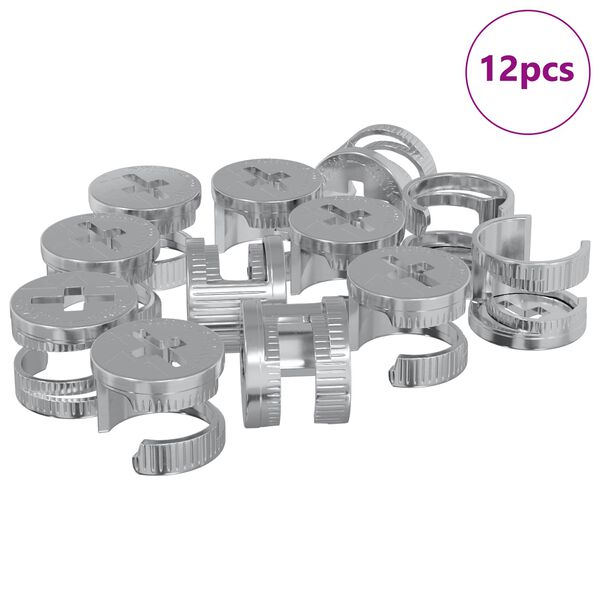 vidaXL Dadi con bloccaggio a cam 12 pcs Argento 12 x 10 mm Metallo