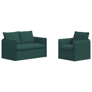 vidaXL Set di divani 2 pz Verde Scuro Tessuto