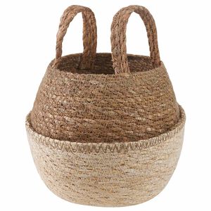 vidaXL Vaso da fiori con manici Bianco &Oslash; 22 x 20 cm 100% Erba marina
