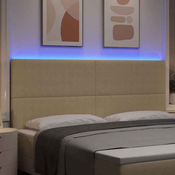 vidaXL Testiera LED con testiera Grigio Verde 200 cm Poliestere