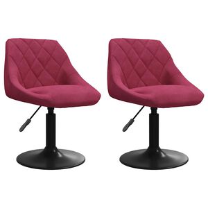 vidaXL Sedie da Pranzo Girevoli 2 pz Rosso Vino in Velluto