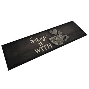 vidaXL Tappeto da Cucina Lavabile Nero Tazza 45x150 cm in Velluto