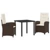 vidaXL Set da Pranzo per Giardino 3 pz Marrone polyrattan
