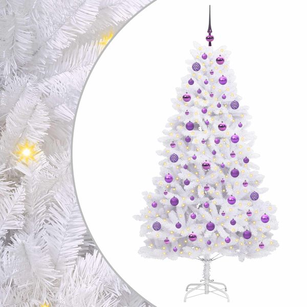 vidaXL Albero di Natale Artificiale con Rami Pieghevoli Bianco 180 cm