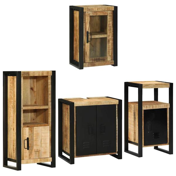 vidaXL Set di mobili per il bagno 4 pcs Legno di Mango Massello