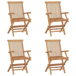 vidaXL Sedie pieghevoli, 4 pezzi, in legno massello di teak