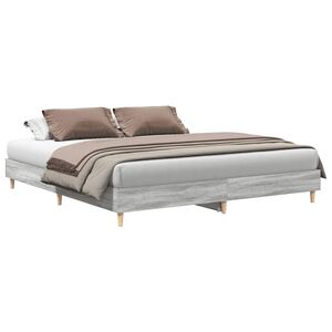 vidaXL Giroletto senza Materasso Grigio Sonoma 200x200cm in Truciolato
