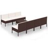 vidaXL Set Divani da Giardino 8 pz con Cuscini in Polyrattan Marrone
