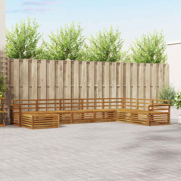 vidaXL Set divani 8 pcs Naturale Legno di Acacia Massello