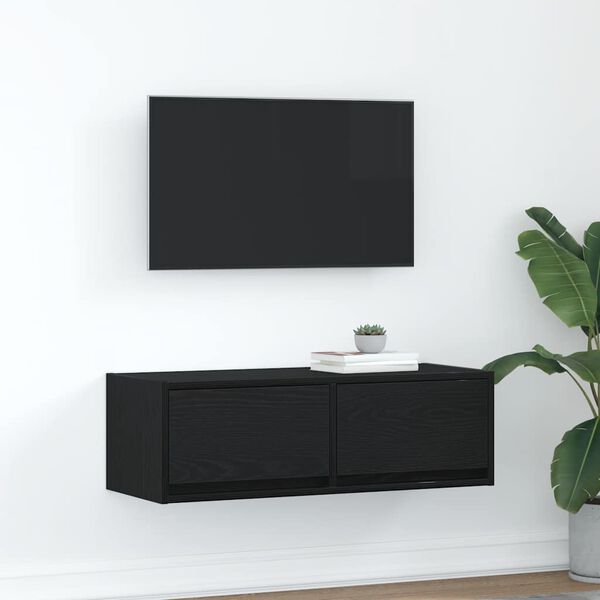 vidaXL Mobile Porta TV Rovere Nero 80x31x25,5 cm in Legno Multistrato
