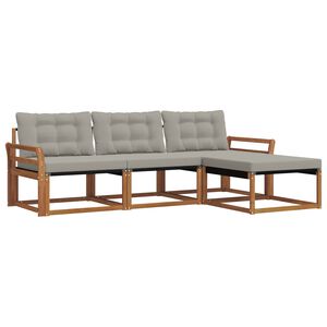 vidaXL Set di divani da esterno 4 pz Naturale e Grigio Chiaro