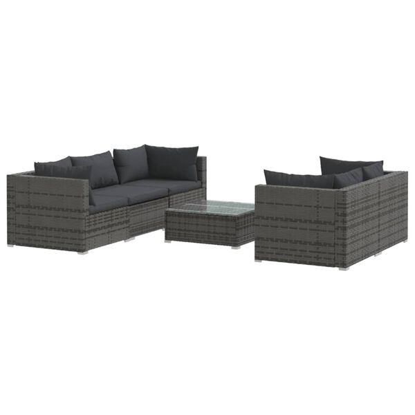 vidaXL Set Divani da Giardino 6 pz con Cuscini in Polyrattan Grigio