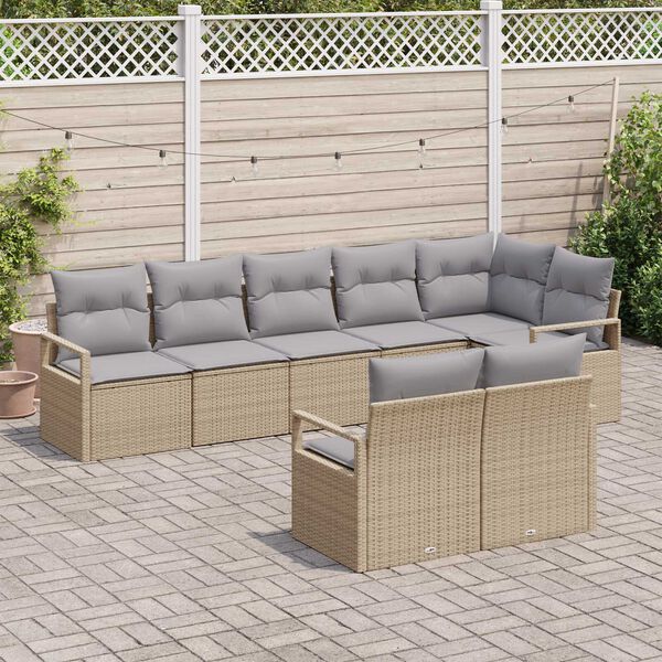 vidaXL Set di divani 8 pcs Beige polyrattan
