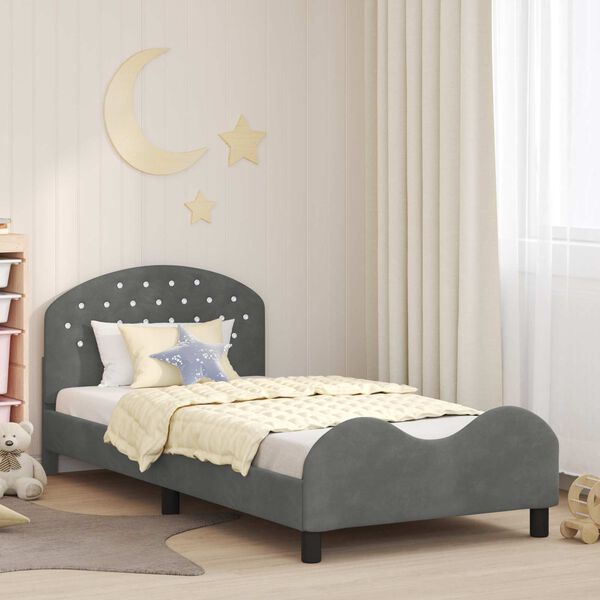 vidaXL Struttura letto bambini con testata Grigio scuro 90 x 200 cm