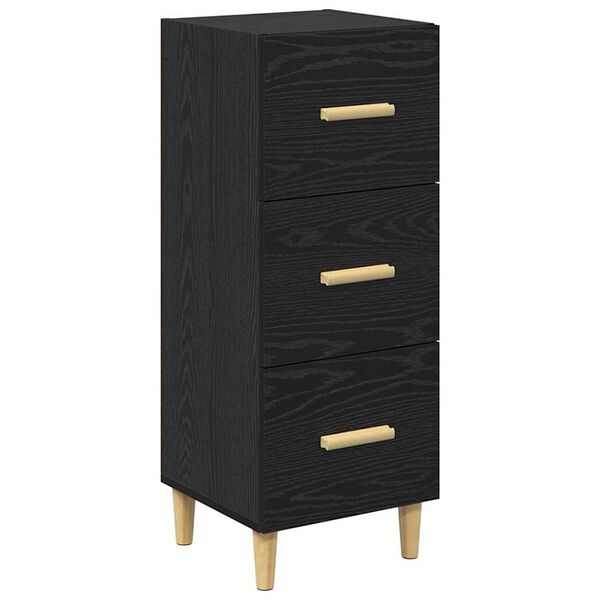 vidaXL Credenza Rovere nero 34.5 x 34 x 90 cm Legno multistrato