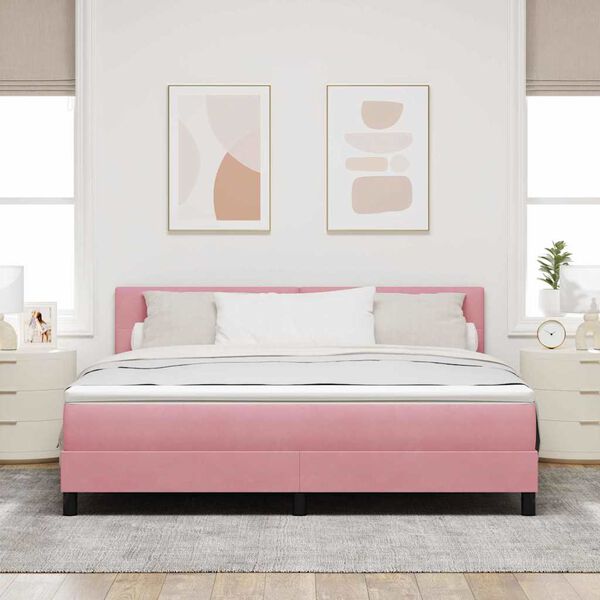 vidaXL Letto a molle con materasso Rosa 180 x 200 cm Velluto