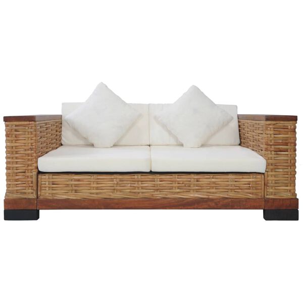 vidaXL Set di Divani 2 pz con Cuscini in Rattan Naturale Marrone