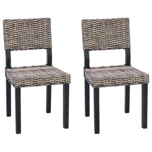 vidaXL Sedia da pranzo 2 pcs Nero Lavato 46 x 55 x 84 cm Rattan Kubu