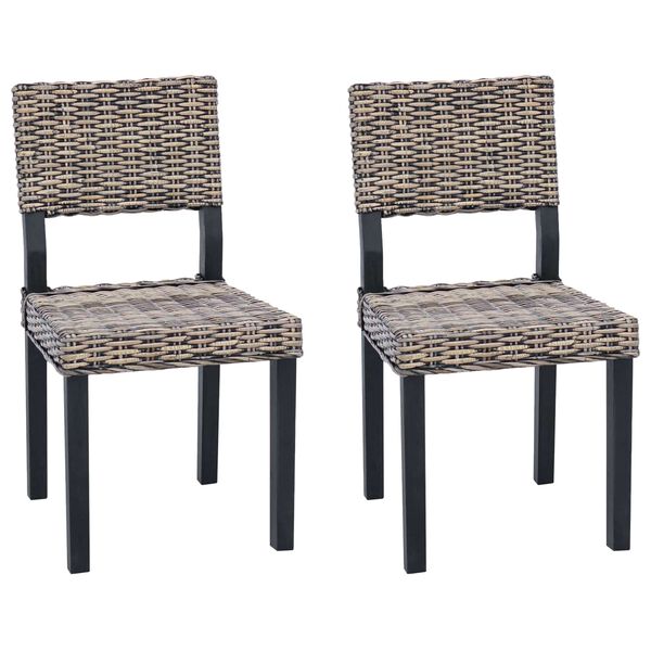 vidaXL Sedia da pranzo 2 pcs Nero Lavato 46 x 55 x 84 cm Rattan Kubu