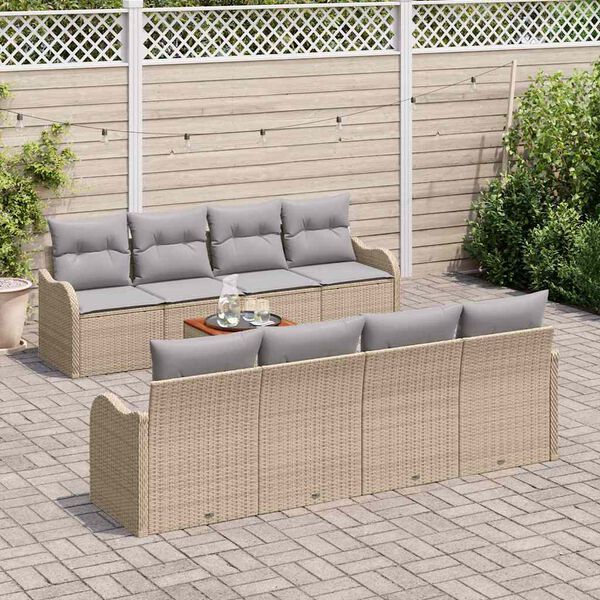 vidaXL Set Divano da Giardino 9 pcs Beige e Grigio Chiaro polyrattan