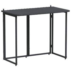 vidaXL Tavolo da Giardino Pieghevole Nero 90x51x75 cm in Polyrattan
