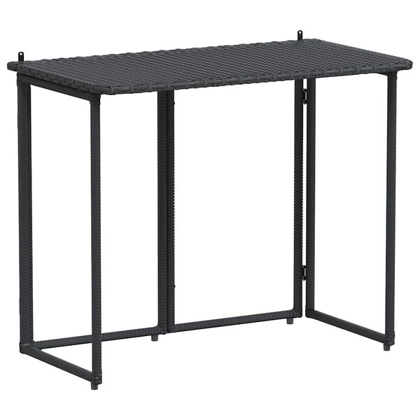 vidaXL Tavolo da Giardino Pieghevole Nero 90x51x75 cm in Polyrattan