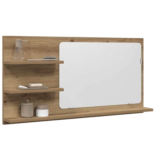 vidaXL Mobile Bagno Specchio Rovere Artigianale 90x11x45 cm Truciolato