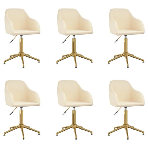 vidaXL Sedie da Pranzo Girevoli 6 pz Crema in Velluto