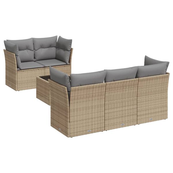 vidaXL Set Divano da Giardino 6 pz con Cuscini Beige in Polyrattan