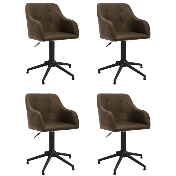 vidaXL Sedie da Pranzo Girevoli 4 pz Marrone Scuro in Tessuto