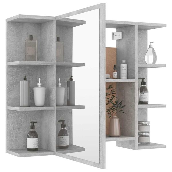 vidaXL Mobile Bagno con Specchio Grigio Cemento 80x20,5x64 Multistrato