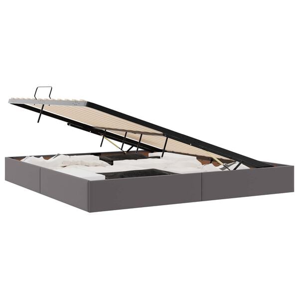 vidaXL Letto con Contenitore Grigio 200 x 200 cm Pelle sintetica