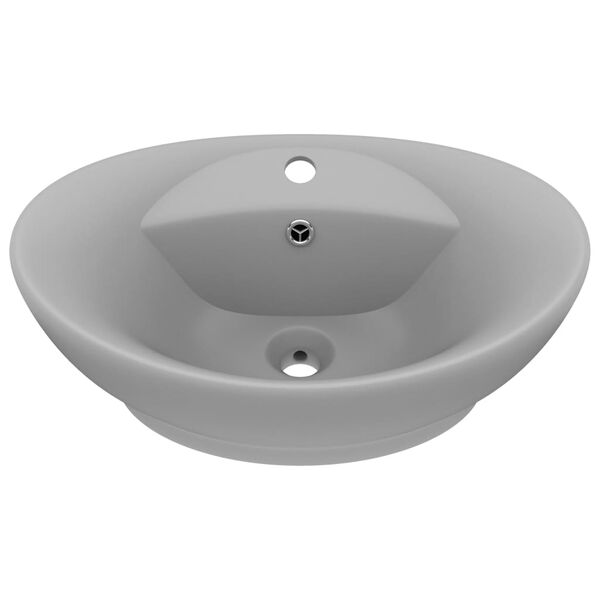 vidaXL Lavabo con Troppopieno Ovale Turchese Grigio 58,5x39 cm Ceramica