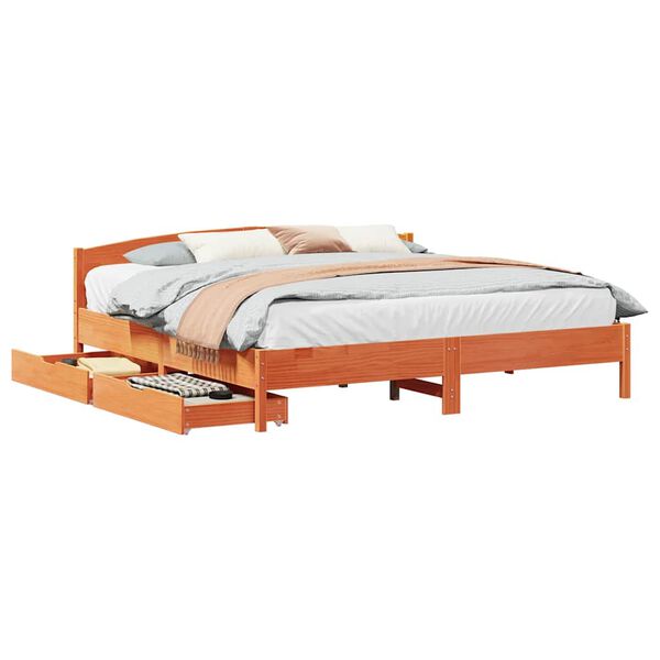 vidaXL Letto senza Materasso Marrone Cera 200x200 cm in Legno di Pino