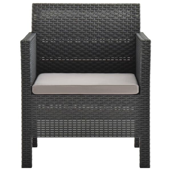 vidaXL Sedia da giardino con cuscino antracite 63x65x76 cm PP Rattan