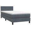 vidaXL Letto a Molle con Materasso e LED Grigio Scuro 90x210 cm Velluto