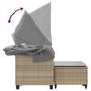 vidaXL Divano Giardino 2 Posti Baldacchino e Sgabelli Beige Polyrattan