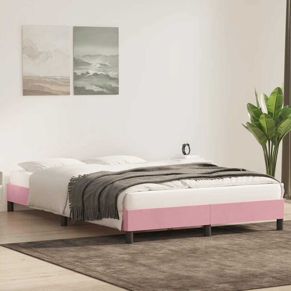 vidaXL Giroletto senza Materasso Rosa 140x220 cm Velluto