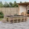 vidaXL Set Pranzo da Giardino 15 pz con Cuscini Beige Misto Polyrattan