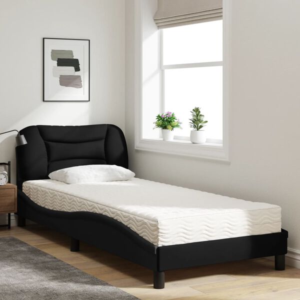 vidaXL Letto con Materasso Hvar Nero 90x190 cm in Tessuto