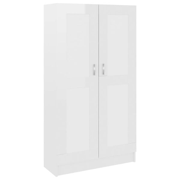 vidaXL Libreria Bianco Lucido 82,5x30,5x150 cm in Legno Multistrato